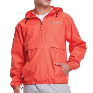 Poppy Orange Logo Stadium Packable Windbreaker - Men